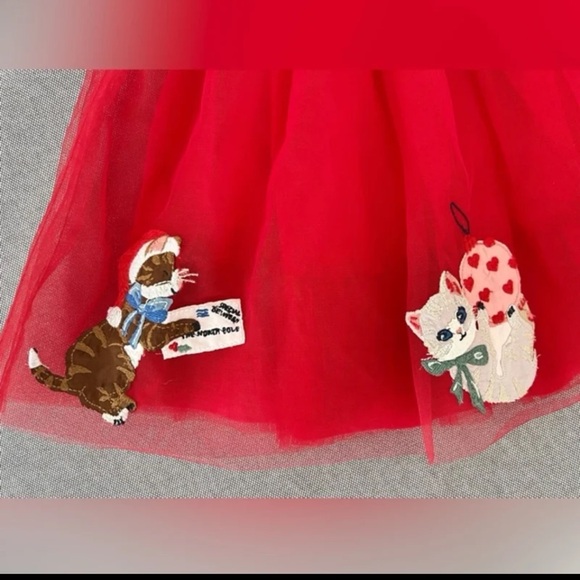 Mini Boden Kitty Cat Christmas Velvet and Tulle Dress - Picture 7 of 11